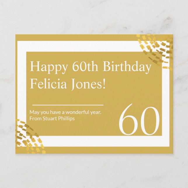 Personalised - Gold & White Modern Postcard (Front)