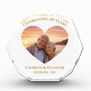 Personalised Golden 50th Anniversary Gift Photo Block