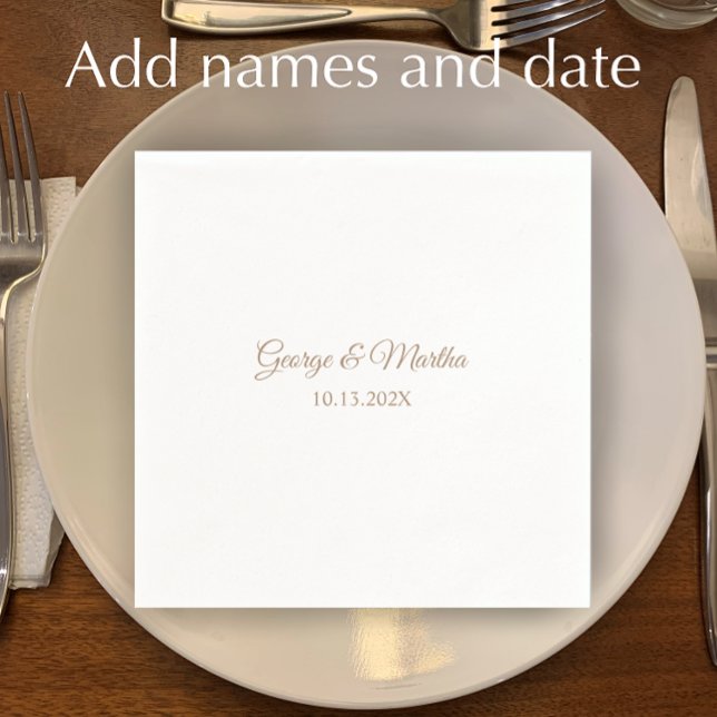 Personalised Golden 50th Wedding Anniversary Party Napkin (Add couple’s names and date for elegant simple custom napkins. 
)