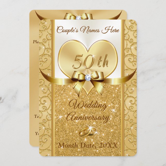 Personalised Golden Anniversary Invitation Card (Front/Back)