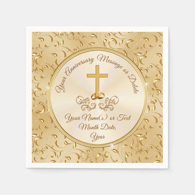 Personalised Golden Anniversary Napkins Your Text (Front)