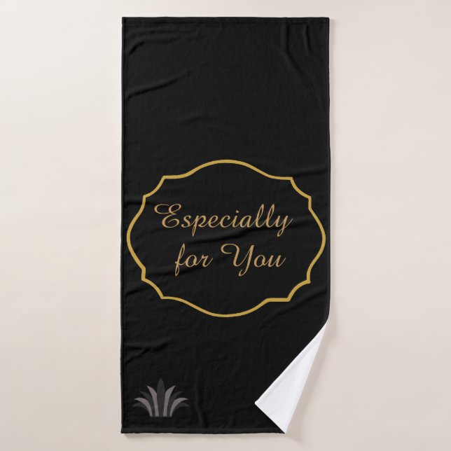 Personalised Golden  Black Bath Towel (Bath Towel)