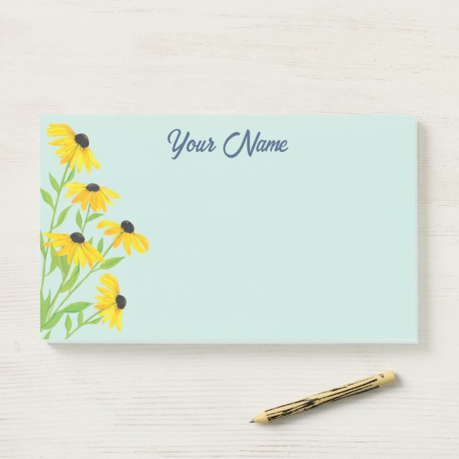 Personalised Golden Black Eyed Susan flowers Post-it Notes (On Desk)