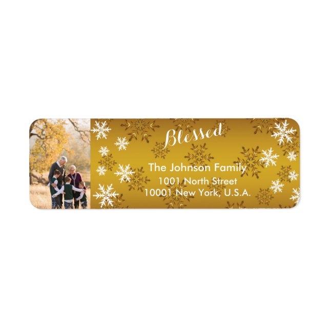 Personalised Golden Blessed Return Address Labels (Front)