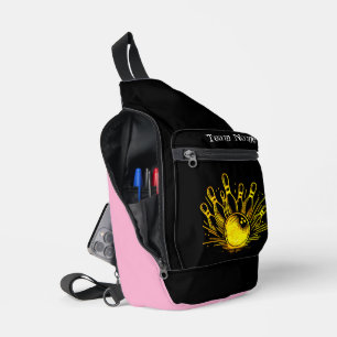 Personalised Golden Bowling Team Design Sling Bag