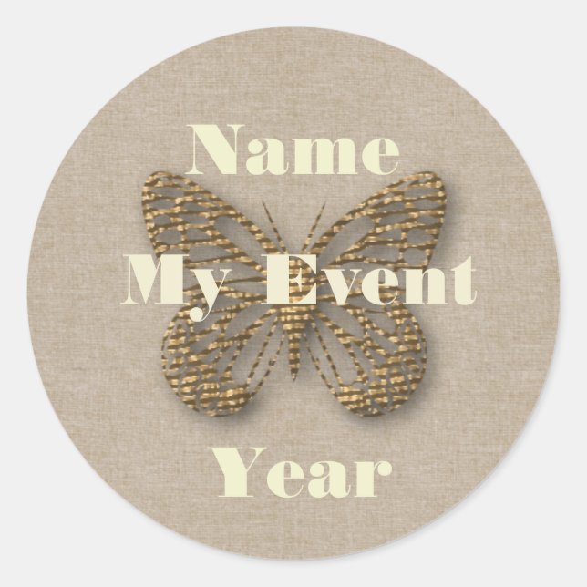 Personalised Golden Butterfly Event Sticker (Front)