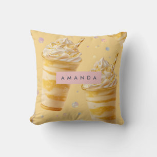 Personalised Golden Caramel Swirl Milkshake Cushion