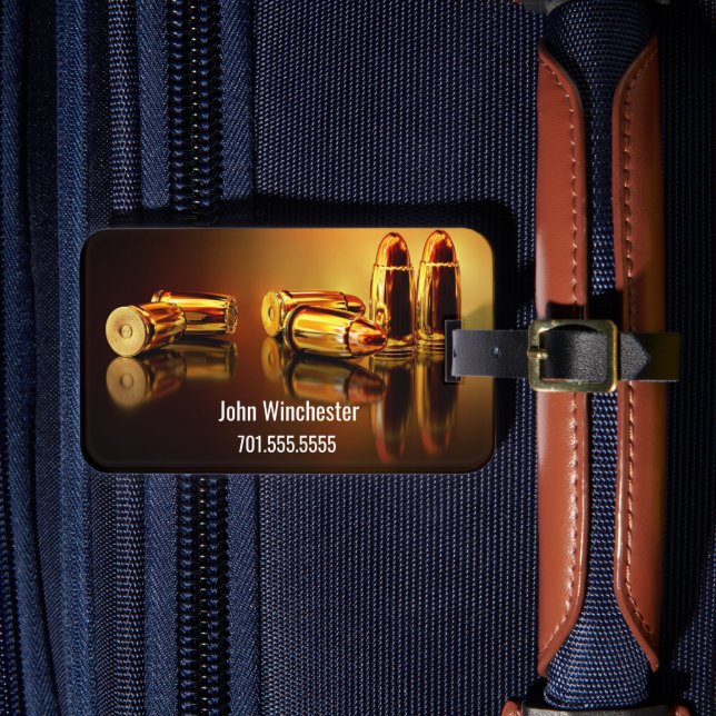 Personalised Golden Cartidges Luggage Tag (Front Insitu 4)