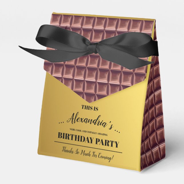 Personalised Golden Chocolate Candy Bar Birthday Favour Box (Front Side)