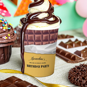Personalised Golden Chocolate Candy Bar Party Paper Cups