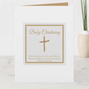 Personalised Golden Cross Baby Christening Baptism Card
