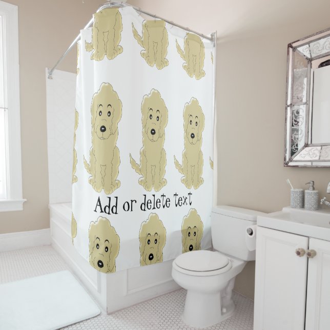 Personalised Golden Doodle Design Shower Curtain (In Situ)