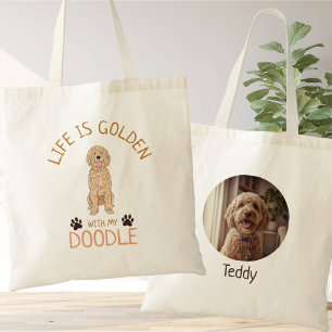 Personalised Golden Doodle Life is Golden Photo Tote Bag