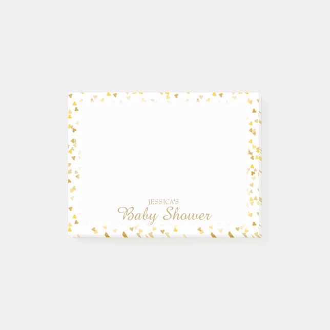 Personalised Golden Heart Baby Shower Planner Post-it Notes (Front)
