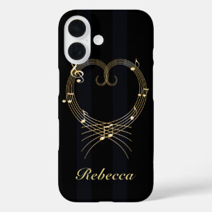 Personalised Golden Heart Musical Notes iPhone 16 Case