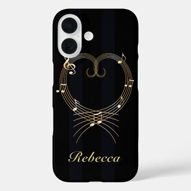 Personalised Golden Heart Musical Notes Case-Mate iPhone Case (Back)