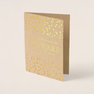 Personalised Golden Hearts 50th Anniversary Foil Card