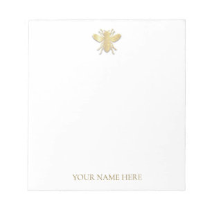 Personalised Golden Honey Bee Notepad