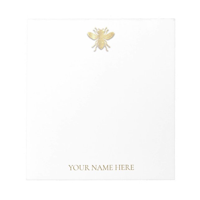 Personalised Golden Honey Bee Notepad (Front)