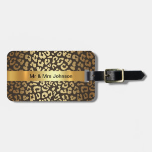 Personalised Golden Leopard Skin Luggage leather Luggage Tag