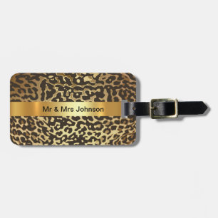 Personalised Golden Leopard Skin Luggage leather Tag