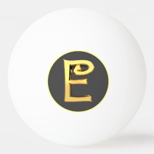 Personalised Golden Letter E Ping Pong Ball (Front)