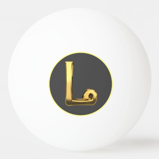 Personalised Golden Letter L Ping Pong Ball (Front)