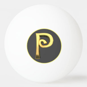 Personalised Golden Letter P Ping Pong Ball