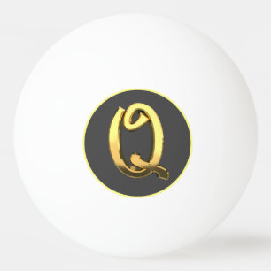 Personalised Golden Letter Q Ping Pong Ball