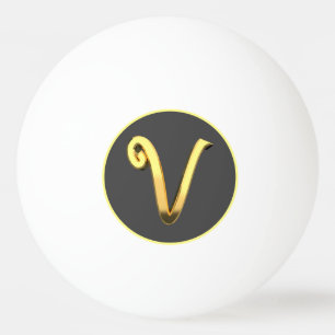 Personalised Golden Letter V Ping Pong Ball