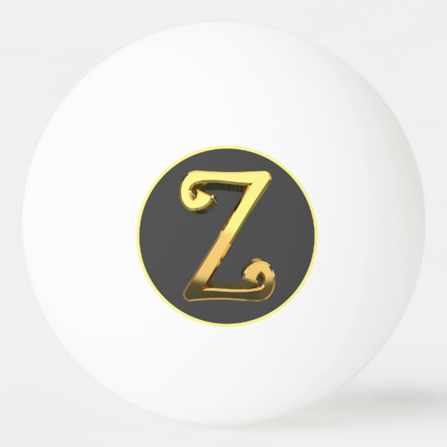 Personalised Golden Letter Z Ping Pong Ball (Front)