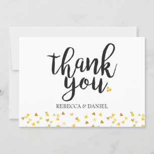Personalised Golden Love Hearts Confetti Thank You Card