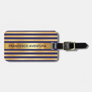 Personalised Golden Marine Stripes Minimalism Luggage Tag
