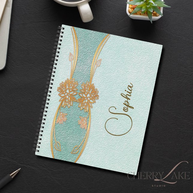 Personalised Golden Mint Journal Notebook (Creator Uploaded)