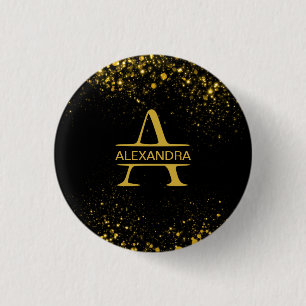 Personalised Golden Monogram Letter A 3 Cm Round Badge