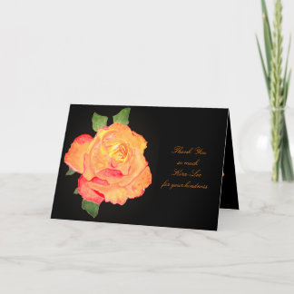 Personalised Golden Orange Rose Watercolor Floral Thank You Card