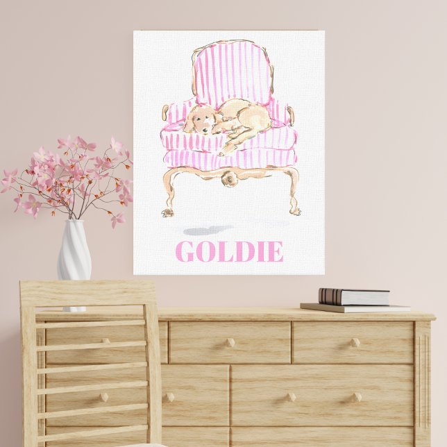 Personalised Golden Retriever Art Dog Lover Preppy Canvas Print (Creator Uploaded)
