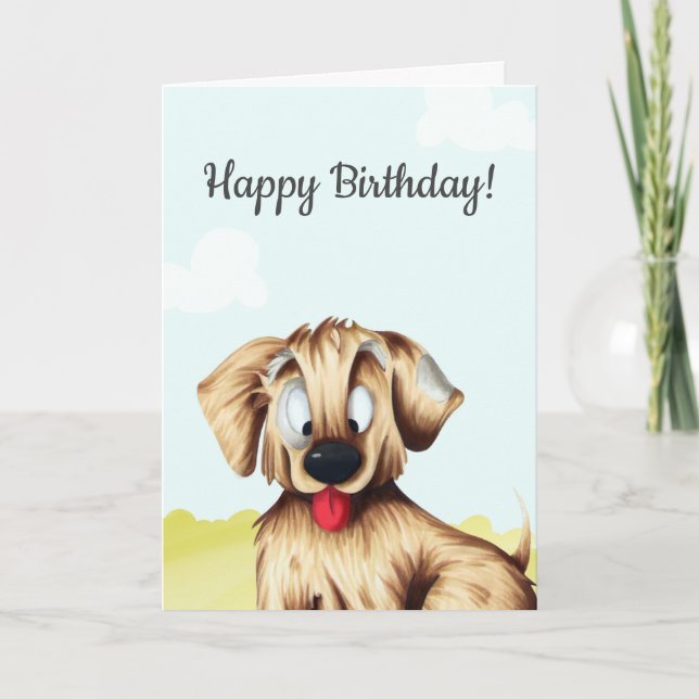 Personalised Golden Retriever Cartoon Birthday Card (Front)