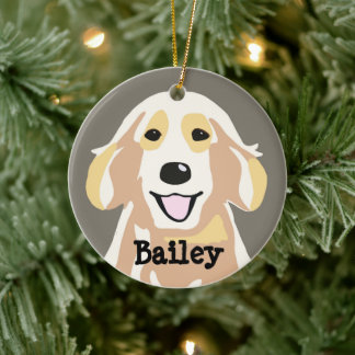 Personalised Golden Retriever Ceramic Tree Decoration