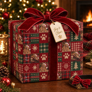 Personalised Golden Retriever Christmas Plaid Wrap Wrapping Paper