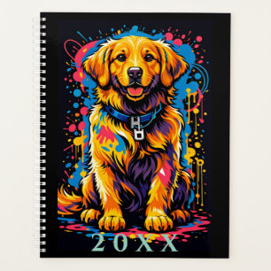 Personalised Golden Retriever Colour Splash Planne Planner