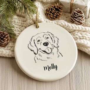Personalised Golden Retriever Dog Christmas Ceramic Tree Decoration