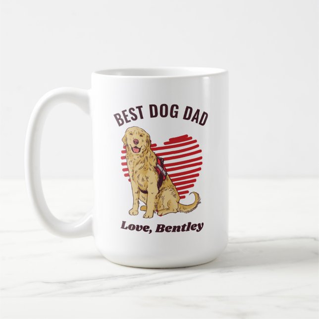 Personalised Golden Retriever Dog Dad Custom Text Coffee Mug (Left)