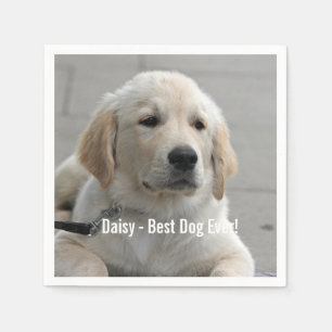 Personalised Golden Retriever Dog Photo and Name Napkin