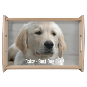 Personalised Golden Retriever Dog Photo and Name Serving Tray