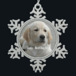 Personalised Golden Retriever Dog Photo and Name Snowflake Pewter Christmas Ornament<br><div class="desc">Personalise this keepsake with your dog's or puppy's photo and name (or other pet or person's photo/name). Text reads "Best Dog Ever" or add your own text - We love Daisy (dog's name), dog's birthday or day of passing. Just click on "customise" to add your personalised text, change the font...</div>
