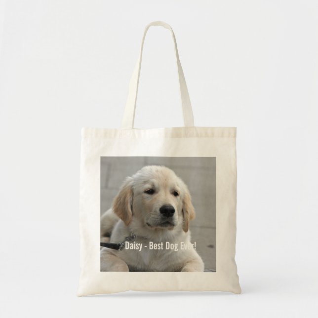 Personalised Golden Retriever Dog Photo and Name Tote Bag (Front)