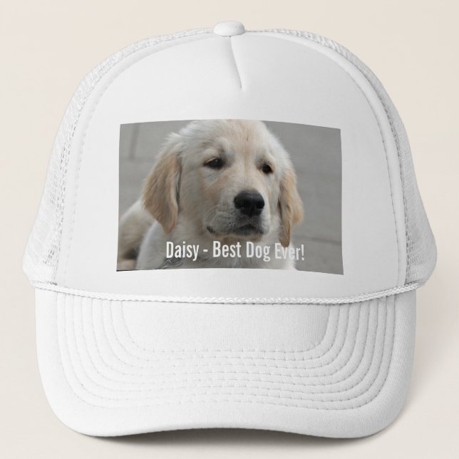Personalised Golden Retriever Dog Photo and Name Trucker Hat (Front)