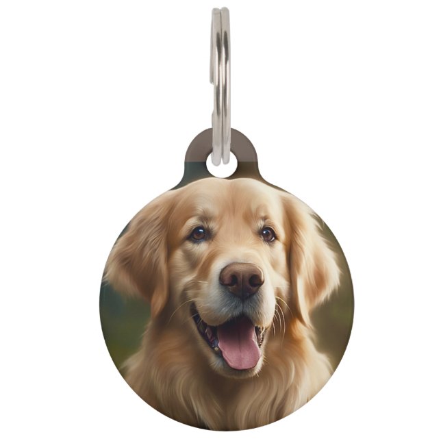 Personalised Golden Retriever Dog Portrait  Pet Tag (Front)