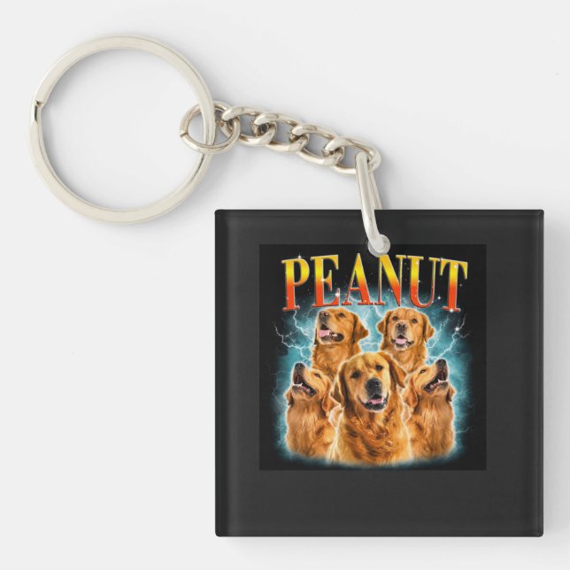 Personalised Golden Retriever Keychain (Front)